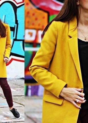 Хіт блогерів вовняне яскраве тепле пальто сонячне лимонне zara2 фото