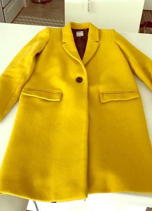 Хіт блогерів вовняне яскраве тепле пальто сонячне лимонне zara4 фото