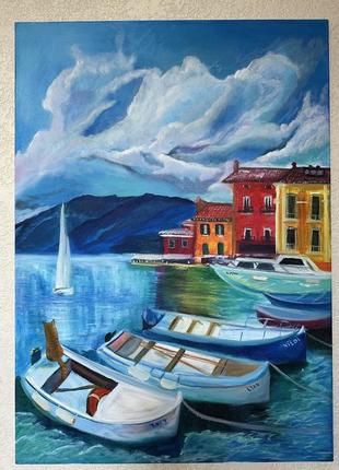 Картина олійними фарбами «озеро в італії»
