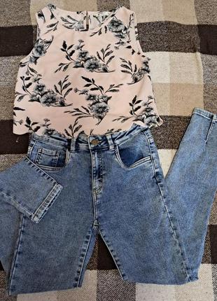 Джинси reserved+ футболка-блуза. petites (eu36)