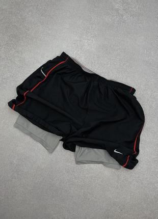 Чорні шорти з лосинами nike fit dry оригінал4 фото