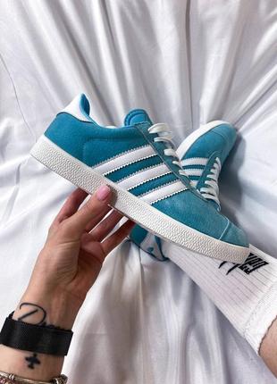 Замшевые кроссовки кеды adidas gazelle blue green. кроссовки адедас газель 36-40