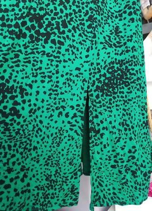 Сукня плаття міді зелене принт узор турція7 фото