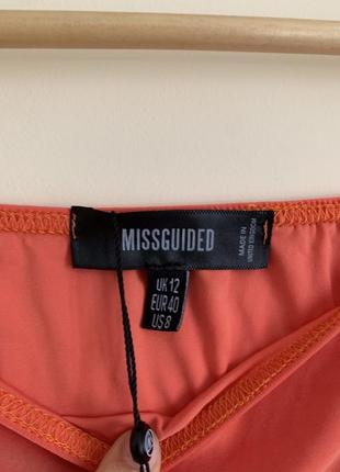 Новое приталенное платье оранжевое slinky со спущенными рукавами missguided миди макси длинная облегающая7 фото