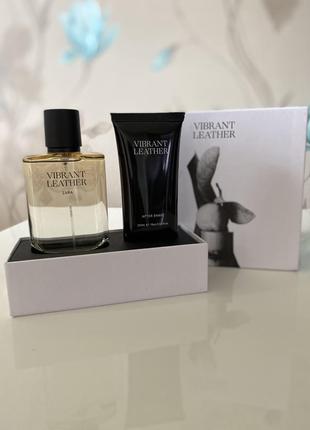 Паффумы мужские zara vibrant leather 100ml+гель после бритья 75 мл