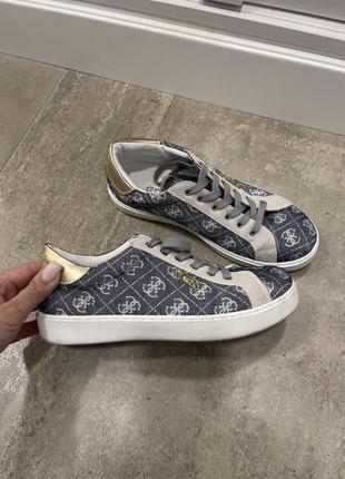 Кросівки кеди в стилі guess, кроси підлога джинс із логотипом, монограмні мес