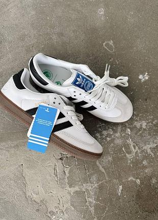 Женские кроссовки adidas samba white black gum / smb