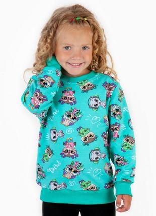 Ментоловий світшот дитячий, ментолова кофта для дівчинка, красивый свитшот для деовчки, ренглан ментоловый