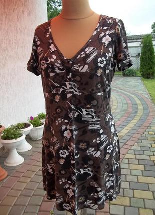 ( 46 / 48 р ) стрейчевое трикотажное платье женское для дома б / у4 фото