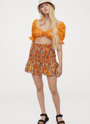 Puff-sleeved cropped top h&m3 фото