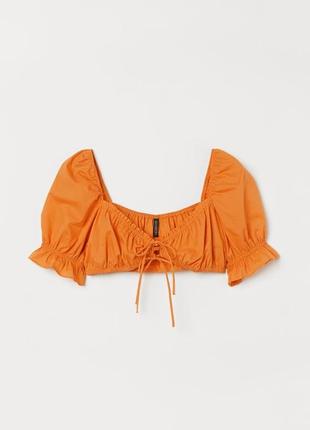 Puff-sleeved cropped top h&m5 фото