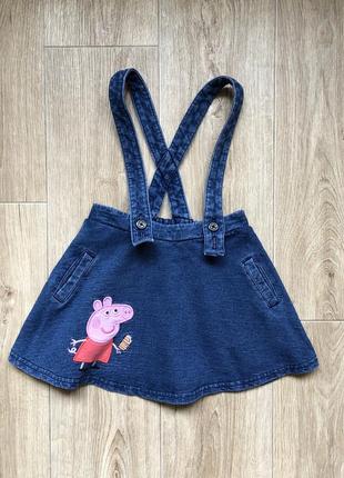 Сарафан джинсовый юбка на подтяжках пеппа 1,5-2 года next