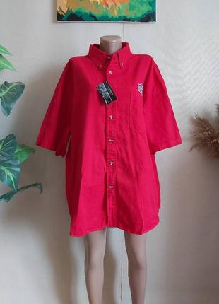 Новая мужская рубашка со 100 % хлопка в сочном красном цвете, размер 2-3 хл