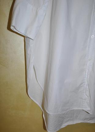 Белоснежная удлиненная хлопковая рубашка zara3 фото