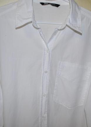 Белоснежная удлиненная хлопковая рубашка zara5 фото