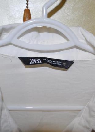 Белоснежная удлиненная хлопковая рубашка zara6 фото