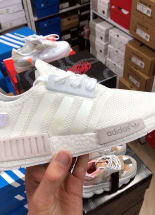 Adidas nmd white, світлі кросівки літні, кросівки адідас адідас, кросівки літні білі адідас2 фото