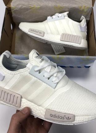 Adidas nmd white, світлі кросівки літні, кросівки адідас адідас, кросівки літні білі адідас7 фото