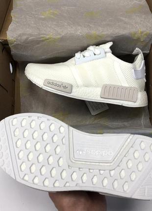 Adidas nmd white, світлі кросівки літні, кросівки адідас адідас, кросівки літні білі адідас8 фото