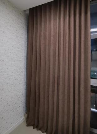 Штора портьера плотная микровельвет подклад волна