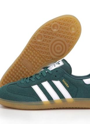 Модні замшеві кросівки adidas samba(у зеленому кольорі)(41-45)6 фото