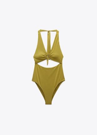 Купальник женский сдельный купальник с вырезом зелёный купальник zara new