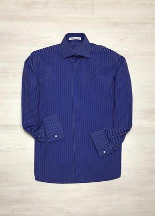 A lovery & son фірмова чоловіча стильна синя сорочка полоска із запонками типу ralph lauren
