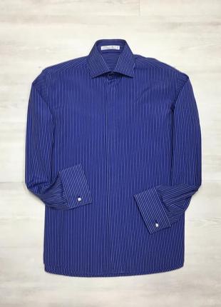 A lovery &amp; son фирменная мужская стильная синяя рубашка полоска с запонками типа ralph lauren2 фото