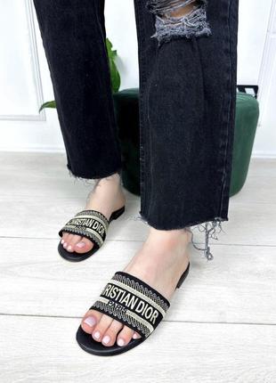 Шльопанці чорні текстиль жіночі весна літо осінь