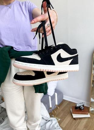 Знижка nike air jordan low peach black жіночі кросівки найк джордан беж персикові з чорним скидка кроссовки бежевые персиковые с черным