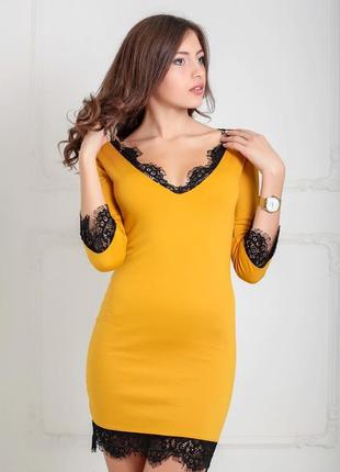 Последние размеры: женское приталенное мини платье с кружевом, цвет горчица, красный, синий, белый, черный, 20867