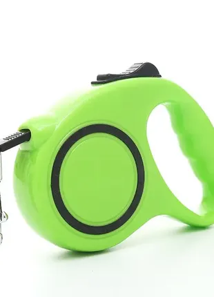Рулетка поводок 5 м для выгула котов, щенков, маленьких и средних собак до 25 кг, зеленая