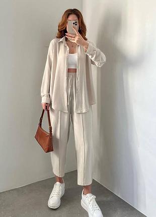 Стильний літній костюм реал фото кольори - сірий, зелений, голубий, лаванда, червоний, беж і олива