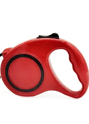 Поводок рулетка 5 метров красная для выгула живтоных, котов, щенков и маленьких собак до 25 кг