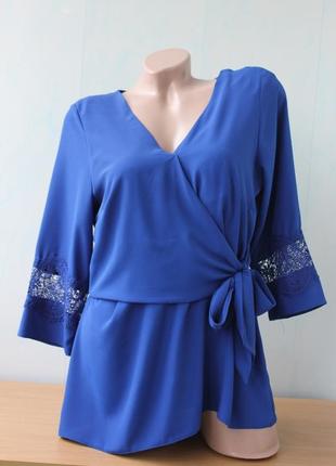 Блуза с кружевом цвета кобальт dorothy perkins3 фото