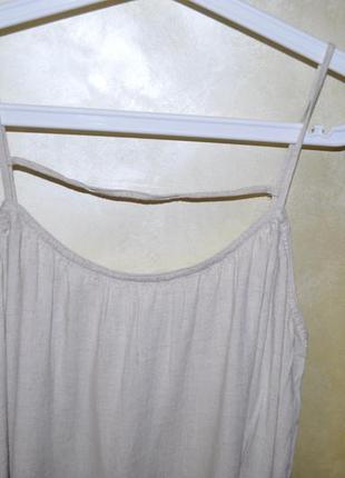 H&m сарафан платье бежевое льняное на бретельках оверсайз свободное4 фото