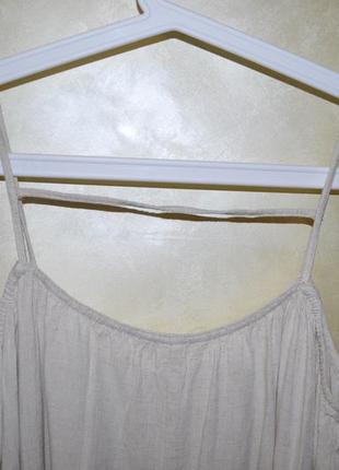 H&m сарафан платье бежевое льняное на бретельках оверсайз свободное3 фото