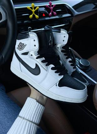 Знижка nike air jordan 1 white black кросівки найк джордан белые с черным кроссовки скидка белые с черным