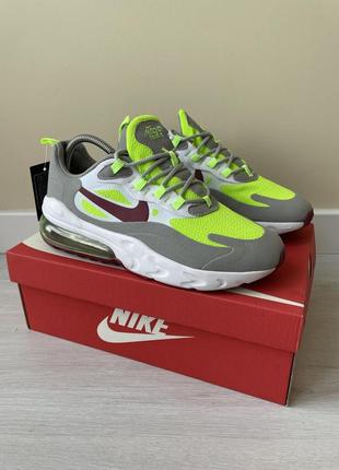 Кроссовки nike air max 270 react (серые с салатовым)2 фото