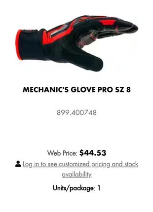 Механические перчатки pro wurth size9