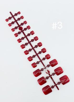 Накладные ногти + клей для педикюра цвет: темно-красный (для пальцев ног)2 фото