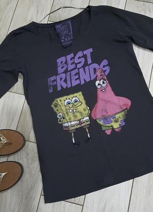 Лонгслив рукав 3/4 спанч боб, pull&bear spongebob, патрик l-xl2 фото