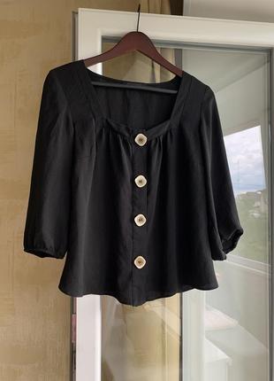 Чорна блуза з квадратним вирізом zara mango bershka stradivarius