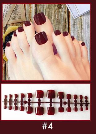 Накладные ногти + клей для педикюра - цвет: черный (для пальцев ног)7 фото