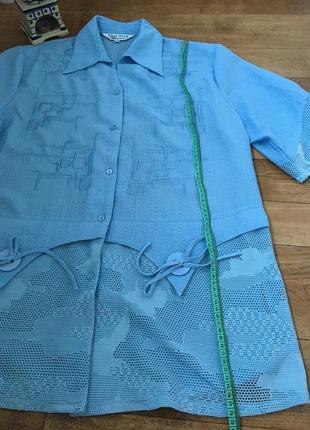 Блакитна блуза 58 розмір. нарядна блузка. блуза великий розмір. кофта великого розміру.4 фото