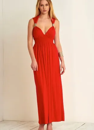 Длинное красное платье макси красное платье в пол нарядное вечернее красное платье1 фото
