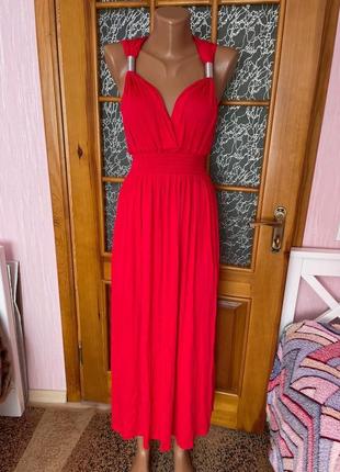 Длинное красное платье макси красное платье в пол нарядное вечернее красное платье6 фото
