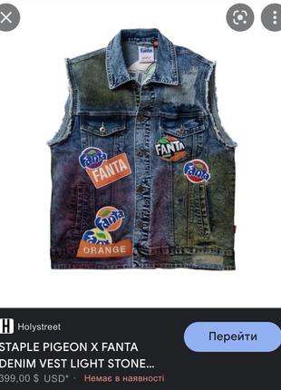 Безрукавка staple pigeon x fanta denim vest light stone wash