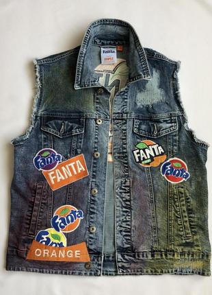 Безрукавка staple pigeon x fanta denim vest light stone wash2 фото