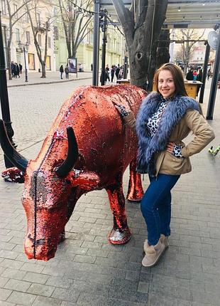 Парка трансформер, со съемным натуральным мехом, чернобурка